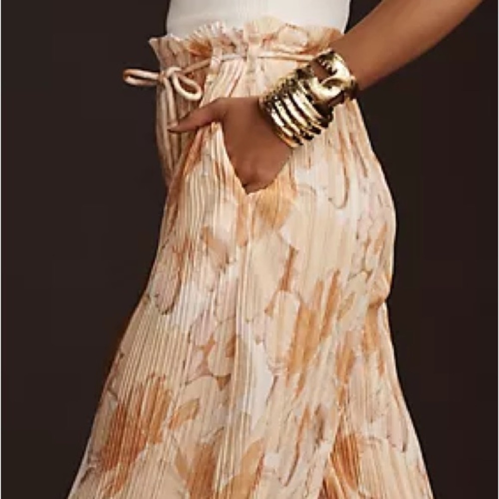 Anthropologie Significant Other Marlie Plisse Wide Leg Pants Tan Size 8 NWT - Picture 5 of 8